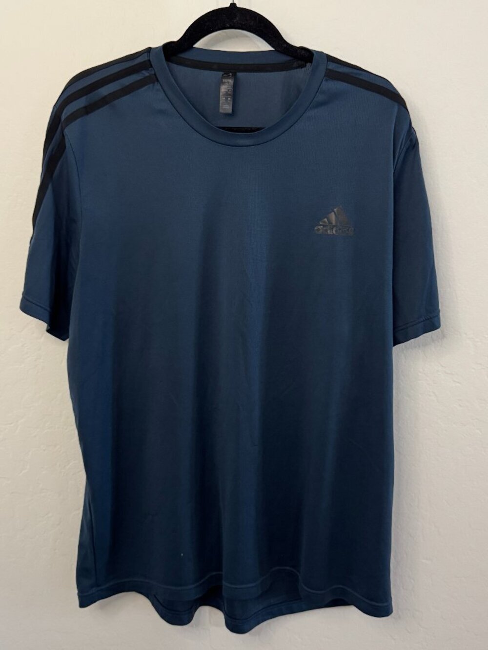 Adidas Primegreen Blue 3-Stripe Short Sleeve Athletic Tee | Size XL